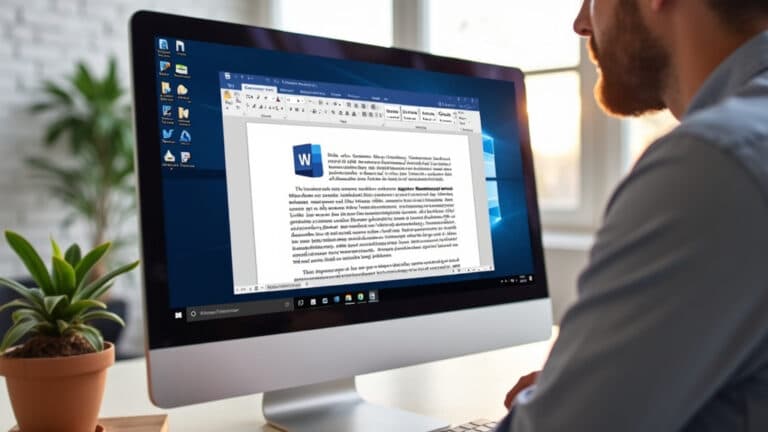 Microsoft Word sur écran pc